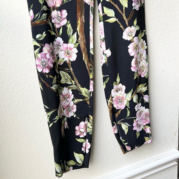 NWT DOLCE & GABBANA black Pink viscose CHERRY BLOSSOM Pants Sz 6 - Picture 4 of 9